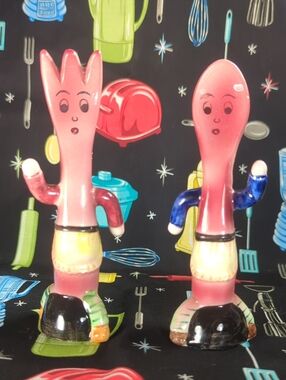 Vintage 1950s Enesco Anthropomorphic Fork & Spoon Salt & Pepper Set  Fork/Spoon